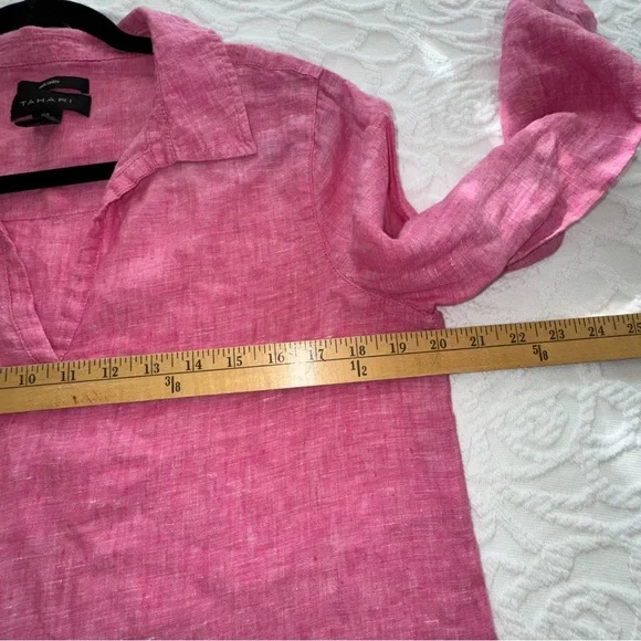(I)  Tahari Linen Pullover Tunic Blouse - Picture 6 of 10